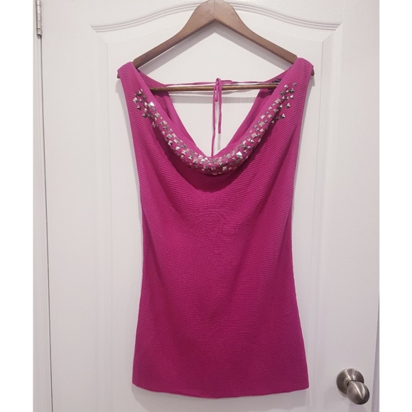 Bcbg Maxazria magenta draped knitted top - Picture 1 of 3